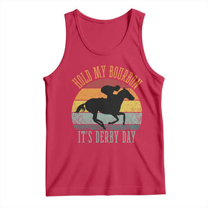 Hold My Bourbon It’s Derby Day Vintage Sunset Tank Top Funny Horse Racing Enthusiast Retro Graphic TS02 Red Print Your Wear