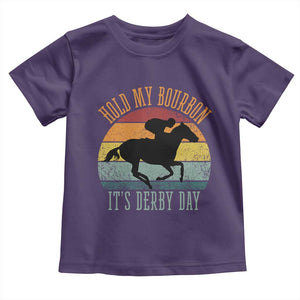 Hold My Bourbon It’s Derby Day Vintage Sunset Toddler T Shirt Funny Horse Racing Enthusiast Retro Graphic TS02 Purple Print Your Wear