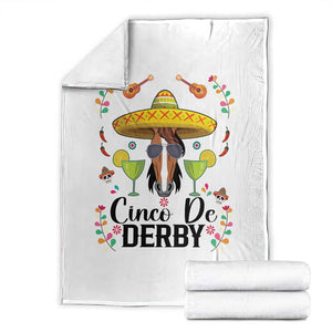 Cinco De Derby Funny Horse Racing Fiesta Throw Blanket Mexican Sombrero and Margarita Horse Lover TS02 White Print Your Wear