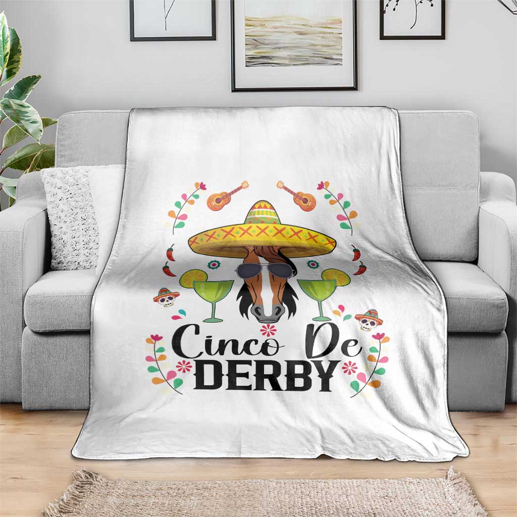 Cinco De Derby Funny Horse Racing Fiesta Throw Blanket Mexican Sombrero and Margarita Horse Lover TS02 Print Your Wear