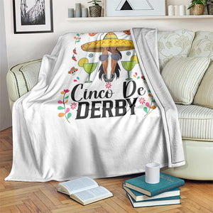 Cinco De Derby Funny Horse Racing Fiesta Throw Blanket Mexican Sombrero and Margarita Horse Lover TS02 Print Your Wear