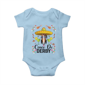 Cinco De Derby Funny Horse Racing Fiesta Baby Onesie Mexican Sombrero and Margarita Horse Lover TS02 Light Blue Print Your Wear