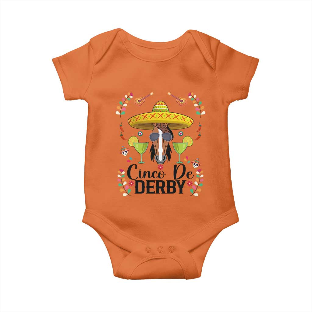 Cinco De Derby Funny Horse Racing Fiesta Baby Onesie Mexican Sombrero and Margarita Horse Lover TS02 Orange Print Your Wear