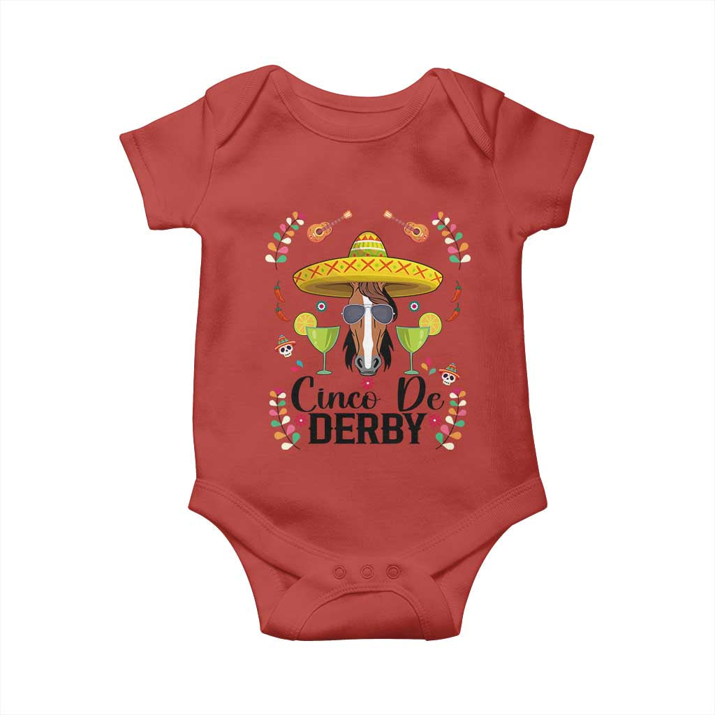 Cinco De Derby Funny Horse Racing Fiesta Baby Onesie Mexican Sombrero and Margarita Horse Lover TS02 Red Print Your Wear