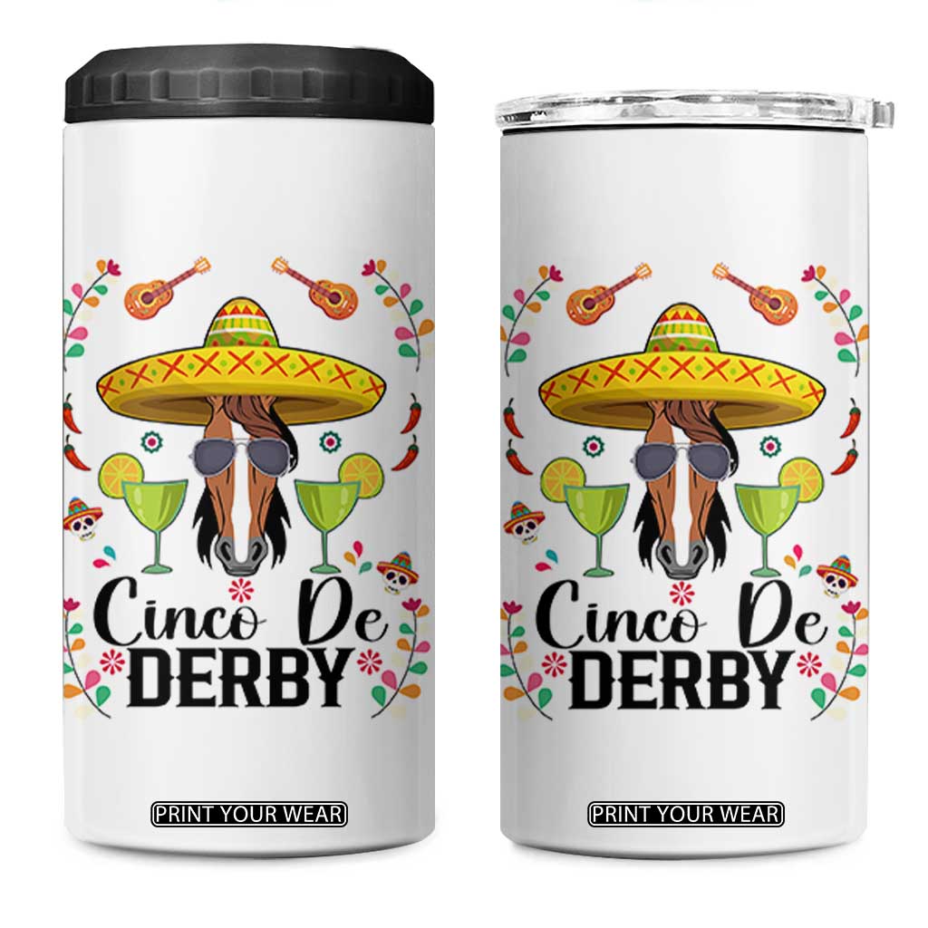 Cinco De Derby Funny Horse Racing Fiesta 4 in 1 Can Cooler Tumbler Mexican Sombrero and Margarita Horse Lover TS02 One Size: 16 oz White Print Your Wear