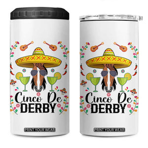 Cinco De Derby Funny Horse Racing Fiesta 4 in 1 Can Cooler Tumbler Mexican Sombrero and Margarita Horse Lover TS02 One Size: 16 oz White Print Your Wear