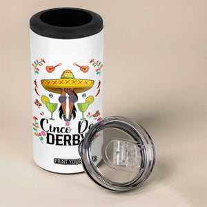 Cinco De Derby Funny Horse Racing Fiesta 4 in 1 Can Cooler Tumbler Mexican Sombrero and Margarita Horse Lover TS02 Print Your Wear