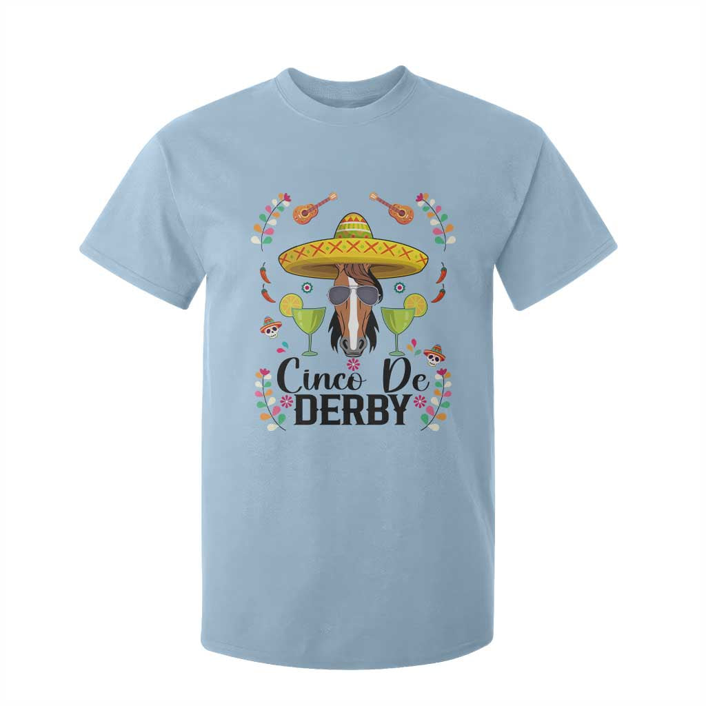 Cinco De Derby Funny Horse Racing Fiesta T Shirt For Kid Mexican Sombrero and Margarita Horse Lover TS02 Light Blue Print Your Wear