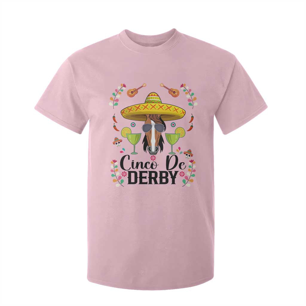 Cinco De Derby Funny Horse Racing Fiesta T Shirt For Kid Mexican Sombrero and Margarita Horse Lover TS02 Light Pink Print Your Wear