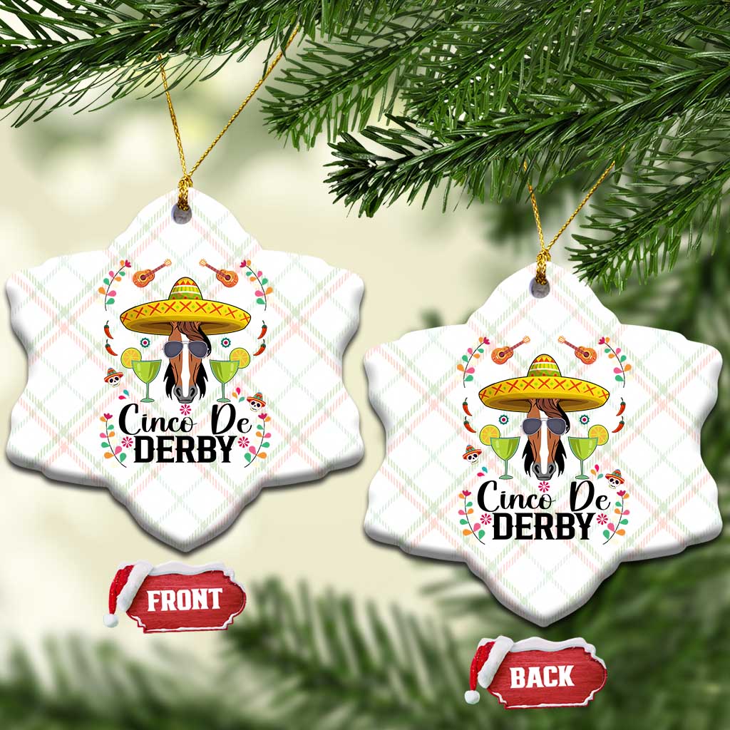 Cinco De Derby Funny Horse Racing Fiesta Ceramic Ornament Mexican Sombrero and Margarita Horse Lover TS02 Print Your Wear