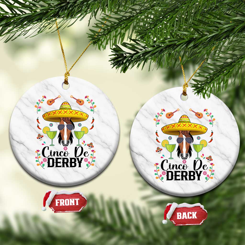 Cinco De Derby Funny Horse Racing Fiesta Ceramic Ornament Mexican Sombrero and Margarita Horse Lover TS02 1pc White Marble Print Your Wear