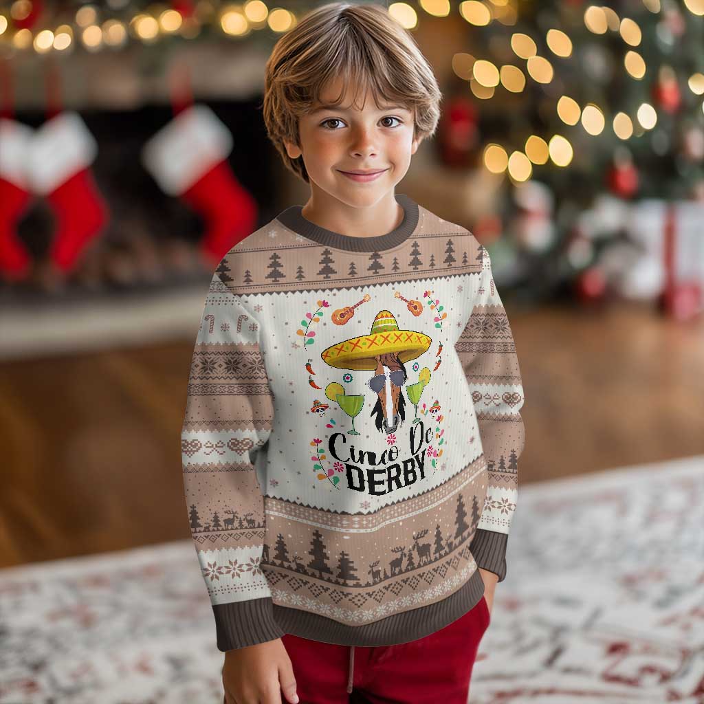Cinco De Derby Funny Horse Racing Fiesta Ugly Christmas Sweater Mexican Sombrero and Margarita Horse Lover TS02 Mocha Mousse Print Your Wear