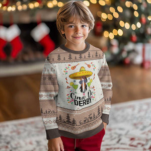 Cinco De Derby Funny Horse Racing Fiesta Ugly Christmas Sweater Mexican Sombrero and Margarita Horse Lover TS02 Mocha Mousse Print Your Wear