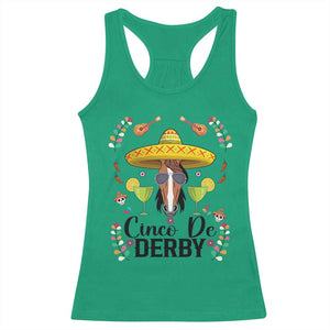 Cinco De Derby Funny Horse Racing Fiesta Racerback Tank Top Mexican Sombrero and Margarita Horse Lover TS02 Irish Green Print Your Wear