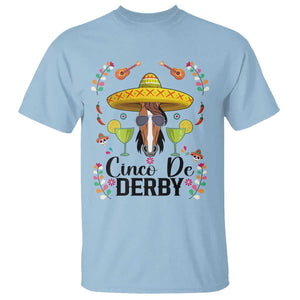 Cinco De Derby Funny Horse Racing Fiesta T Shirt Mexican Sombrero and Margarita Horse Lover TS02 Light Blue Print Your Wear