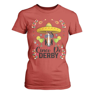 Cinco De Derby Funny Horse Racing Fiesta T Shirt For Women Mexican Sombrero and Margarita Horse Lover TS02 Red Print Your Wear