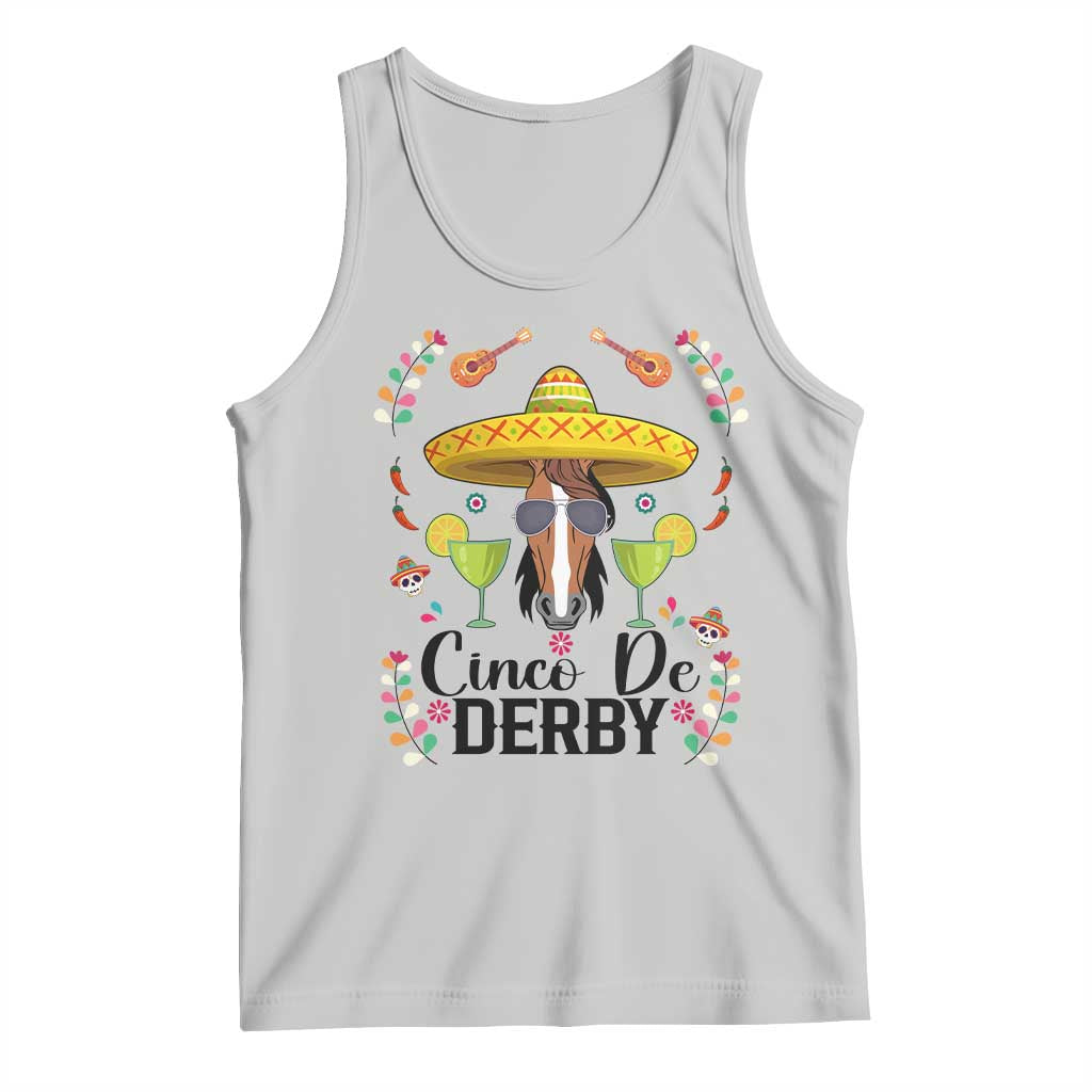 Cinco De Derby Funny Horse Racing Fiesta Tank Top Mexican Sombrero and Margarita Horse Lover TS02 Ash Print Your Wear