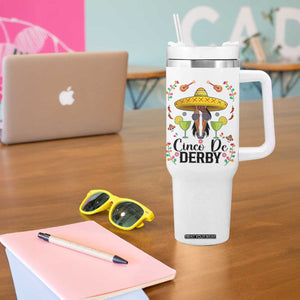 Cinco De Derby Funny Horse Racing Fiesta Tumbler With Handle Mexican Sombrero and Margarita Horse Lover TS02 Print Your Wear