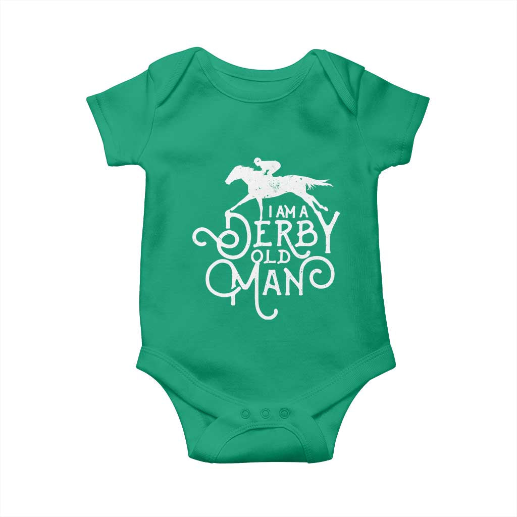 I Am A Derby Old Man Vintage Distressed Graphic Baby Onesie Classic Horse Racing Enthusiast Father’s Day Gift TS02 Irish Green Print Your Wear