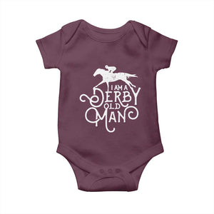 I Am A Derby Old Man Vintage Distressed Graphic Baby Onesie Classic Horse Racing Enthusiast Father’s Day Gift TS02 Maroon Print Your Wear
