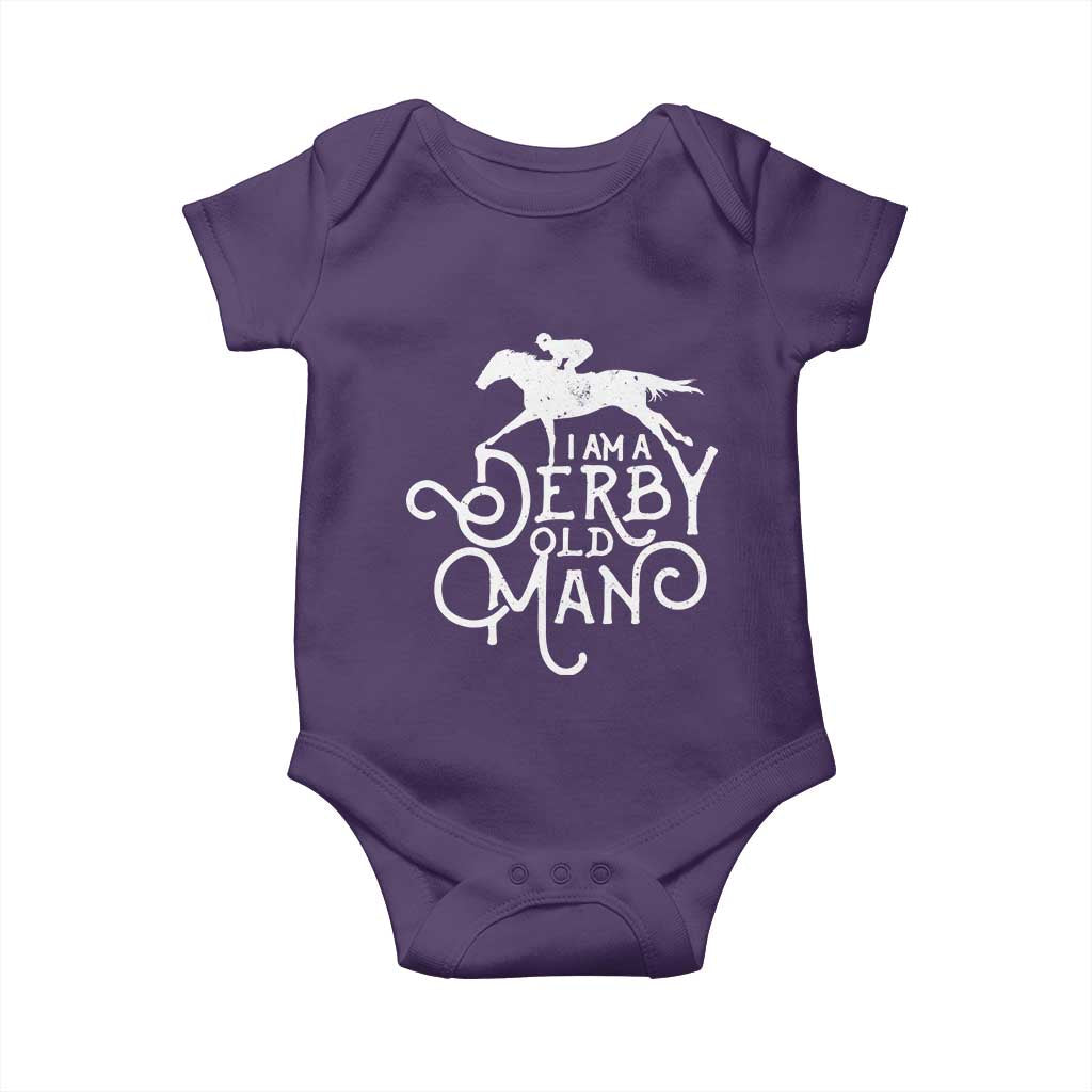 I Am A Derby Old Man Vintage Distressed Graphic Baby Onesie Classic Horse Racing Enthusiast Father’s Day Gift TS02 Purple Print Your Wear