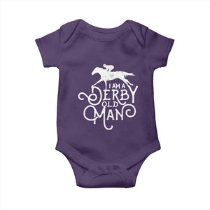 I Am A Derby Old Man Vintage Distressed Graphic Baby Onesie Classic Horse Racing Enthusiast Father’s Day Gift TS02 Purple Print Your Wear