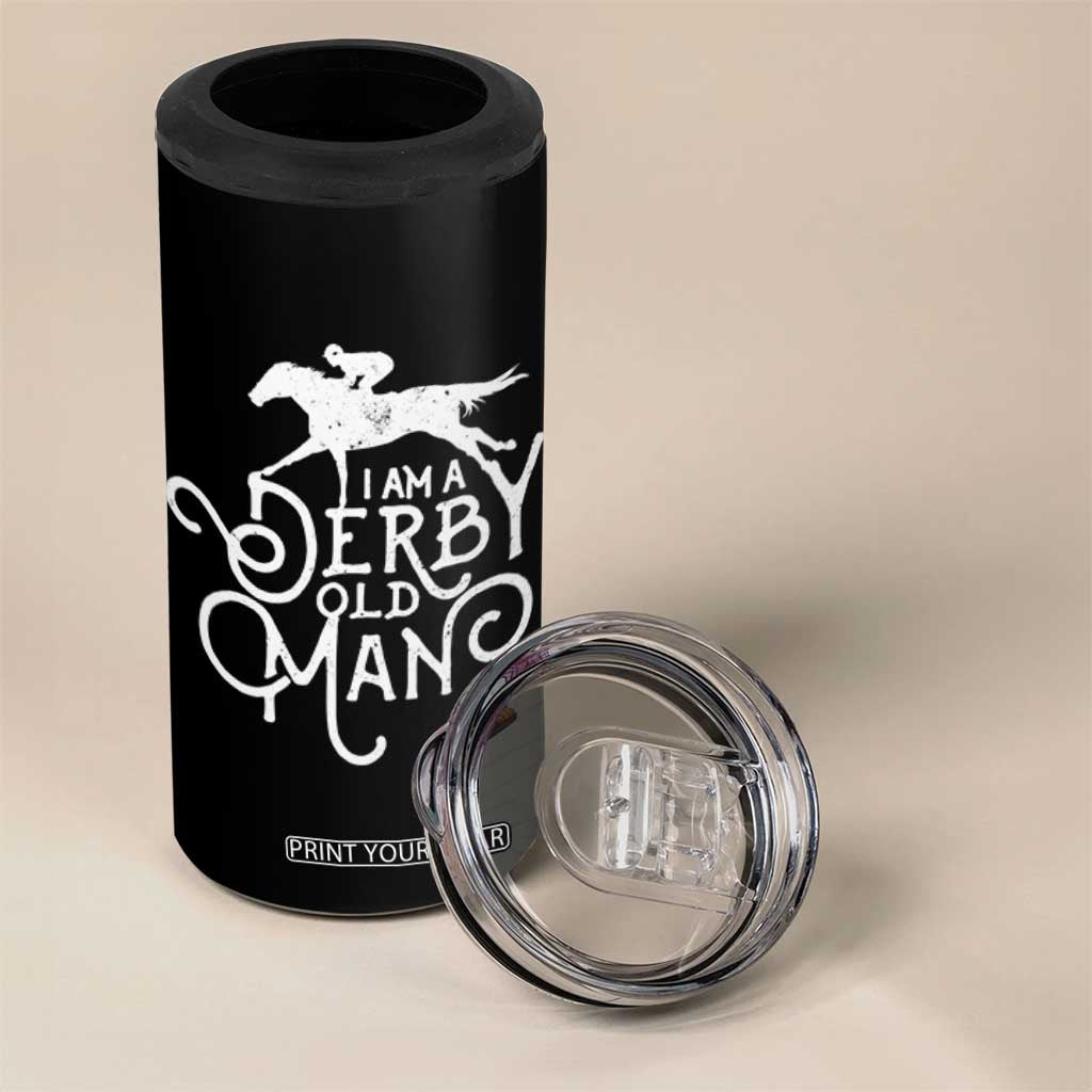 I Am A Derby Old Man Vintage Distressed Graphic 4 in 1 Can Cooler Tumbler Classic Horse Racing Enthusiast Father’s Day Gift TS02 Print Your Wear