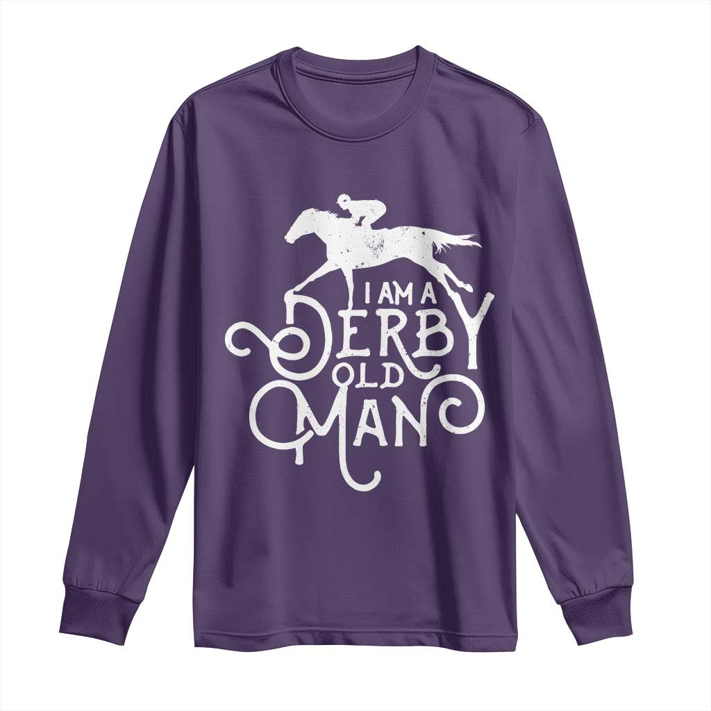 I Am A Derby Old Man Vintage Distressed Graphic Long Sleeve Shirt Classic Horse Racing Enthusiast Father’s Day Gift TS02 Purple Print Your Wear