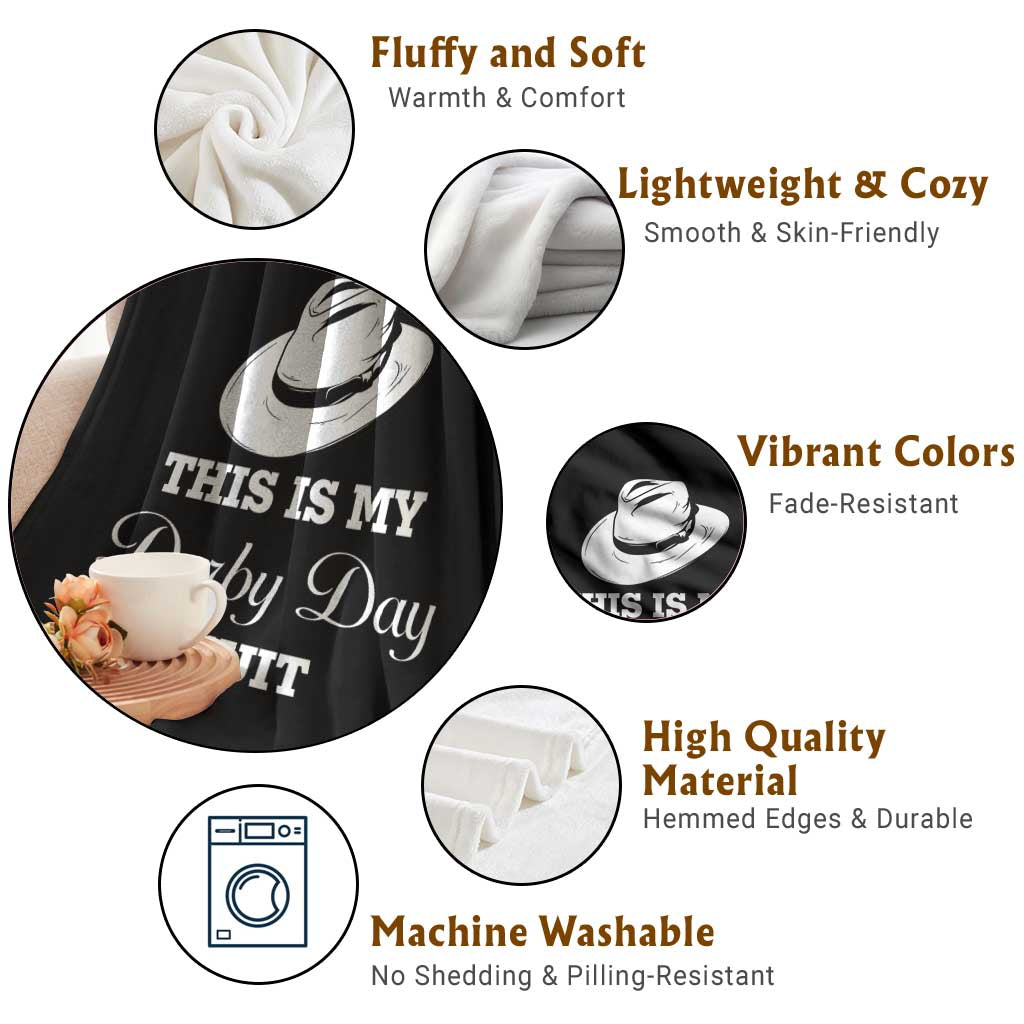 This Is My Derby Day Suit Fedora Hat Graphic Throw Blanket Funny Sarcastic Horse Racing Fan Part TS02 Print Your Wear