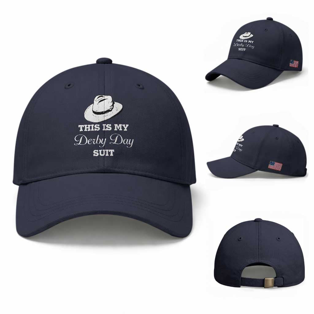 This Is My Derby Day Suit Fedora Hat Graphic Baseball Cap Funny Sarcastic Horse Racing Fan Part TS02 Baseball Cap Universal Fit Navy Print Your Wear