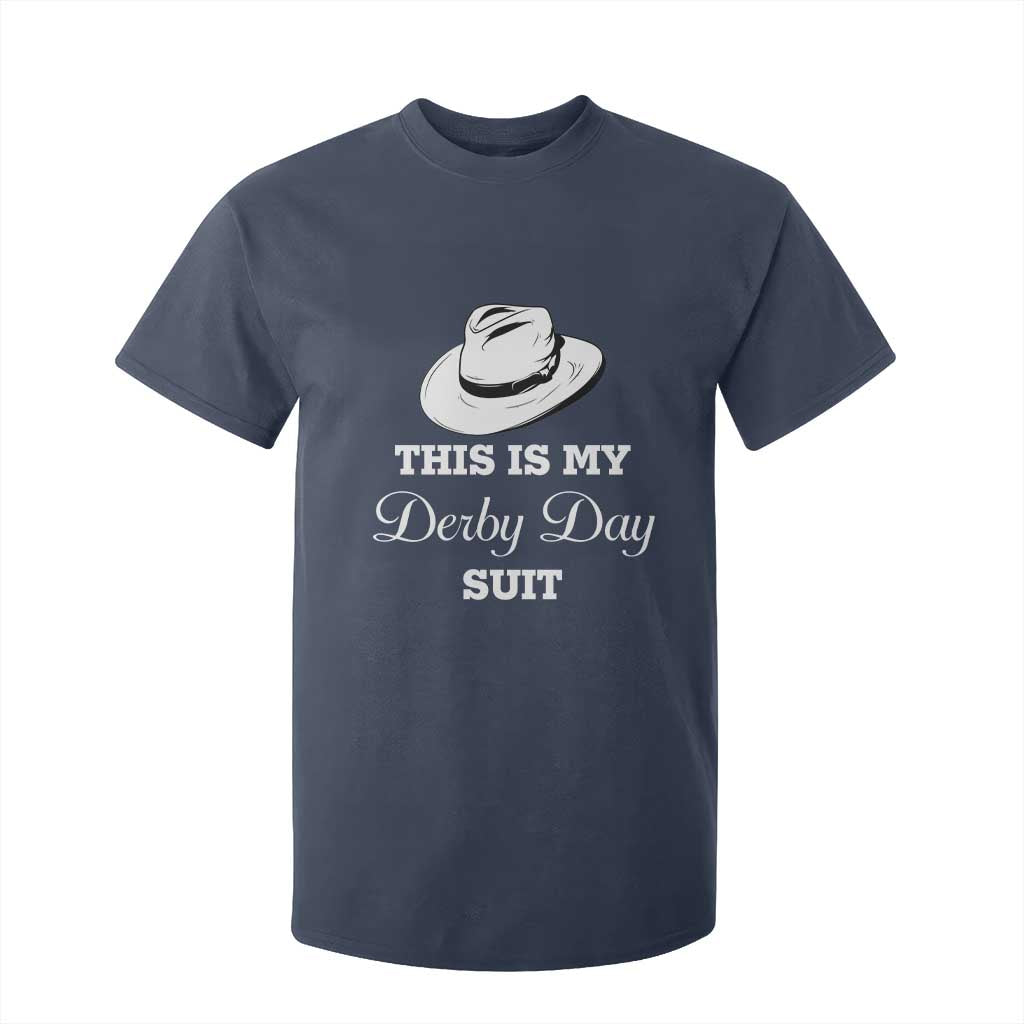 This Is My Derby Day Suit Fedora Hat Graphic T Shirt For Kid Funny Sarcastic Horse Racing Fan Part TS02 Navy Print Your Wear