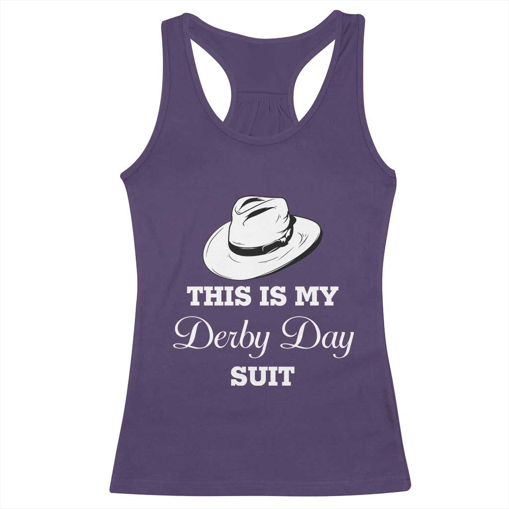 This Is My Derby Day Suit Fedora Hat Graphic Racerback Tank Top Funny Sarcastic Horse Racing Fan Part TS02 Purple Print Your Wear
