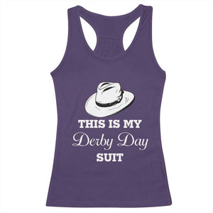 This Is My Derby Day Suit Fedora Hat Graphic Racerback Tank Top Funny Sarcastic Horse Racing Fan Part TS02 Purple Print Your Wear