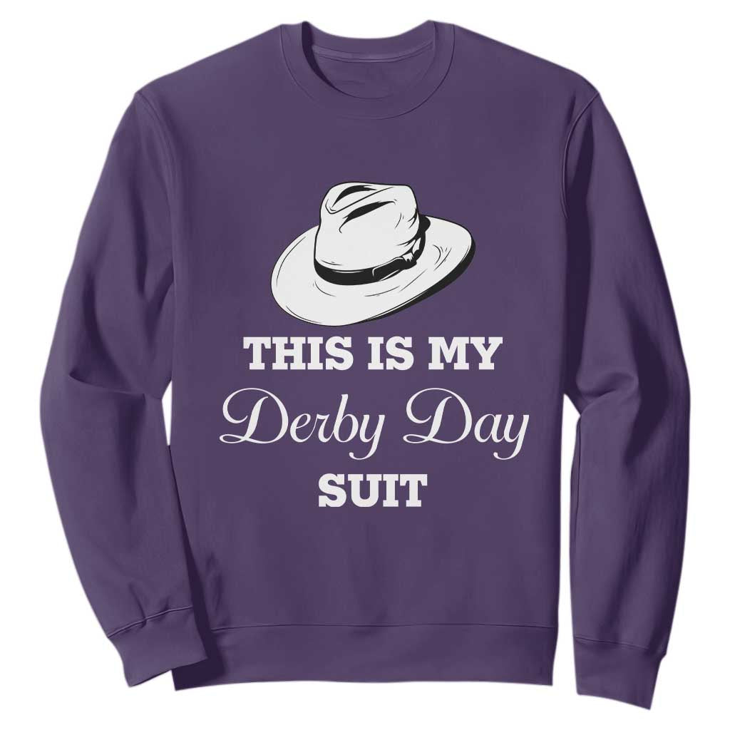 This Is My Derby Day Suit Fedora Hat Graphic Sweatshirt Funny Sarcastic Horse Racing Fan Part TS02 Purple Print Your Wear