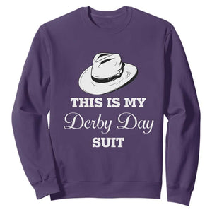 This Is My Derby Day Suit Fedora Hat Graphic Sweatshirt Funny Sarcastic Horse Racing Fan Part TS02 Purple Print Your Wear
