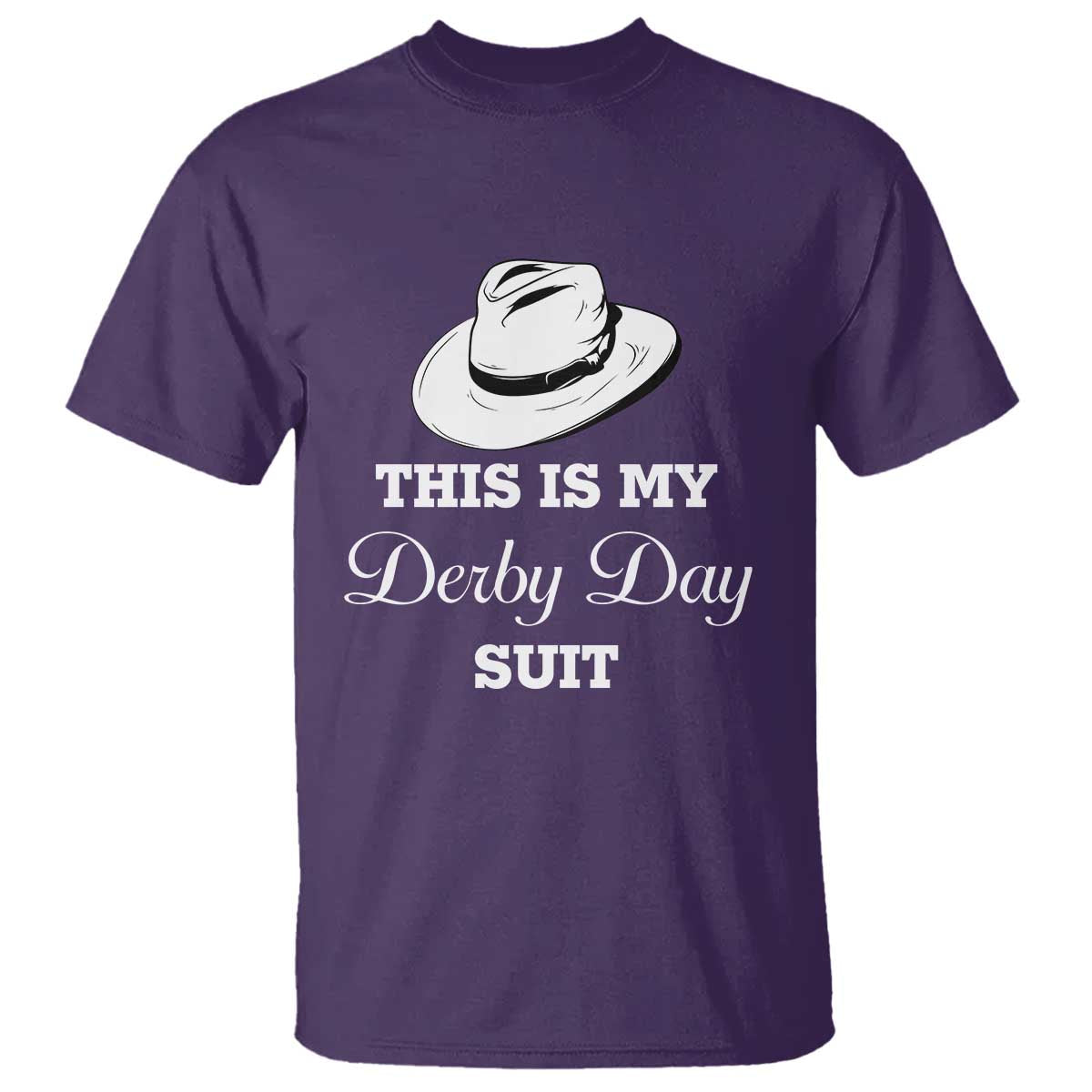 This Is My Derby Day Suit Fedora Hat Graphic T Shirt Funny Sarcastic Horse Racing Fan Part TS02 Purple Print Your Wear