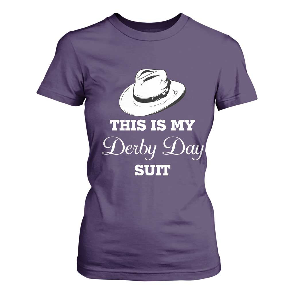 This Is My Derby Day Suit Fedora Hat Graphic T Shirt For Women Funny Sarcastic Horse Racing Fan Part TS02 Purple Print Your Wear