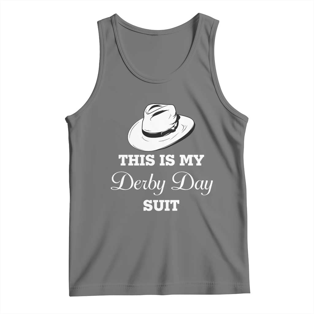 This Is My Derby Day Suit Fedora Hat Graphic Tank Top Funny Sarcastic Horse Racing Fan Part TS02 Black Heather Print Your Wear