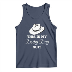 This Is My Derby Day Suit Fedora Hat Graphic Tank Top Funny Sarcastic Horse Racing Fan Part TS02 Navy Print Your Wear