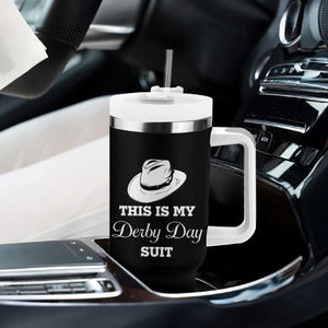 This Is My Derby Day Suit Fedora Hat Graphic Tumbler With Handle Funny Sarcastic Horse Racing Fan Part TS02 Print Your Wear