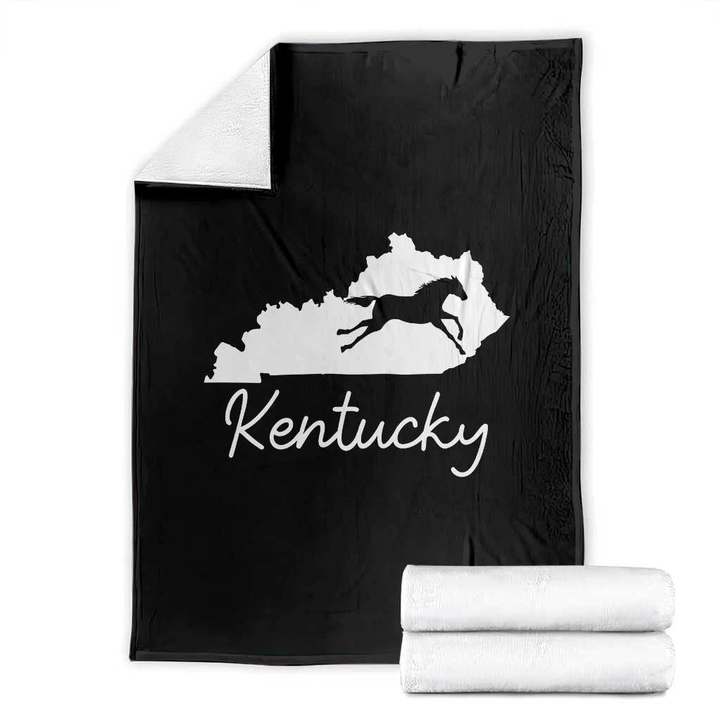 Kentucky State Map with Racing Horse Throw Blanket Bluegrass State Pride Equestrian TS02 Black Print Your Wear