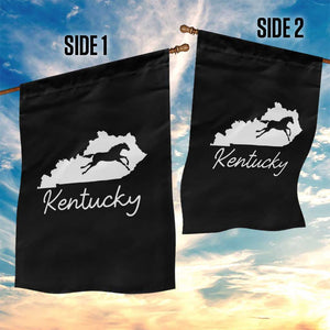 Kentucky State Map with Racing Horse Garden Flag Bluegrass State Pride Equestrian TS02 Print Your Wear