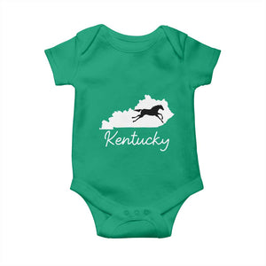 Kentucky State Map with Racing Horse Baby Onesie Bluegrass State Pride Equestrian TS02 Irish Green Print Your Wear