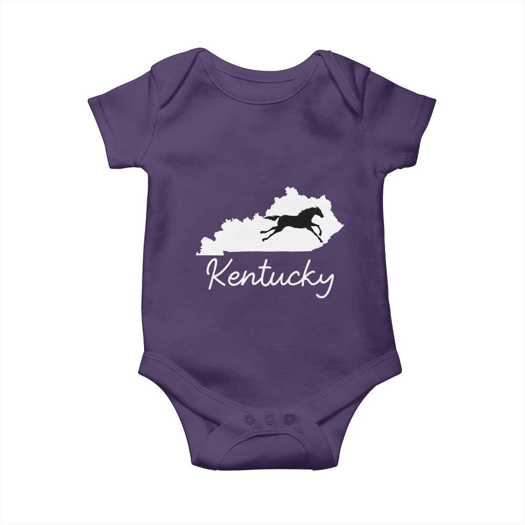 Kentucky State Map with Racing Horse Baby Onesie Bluegrass State Pride Equestrian TS02 Purple Print Your Wear