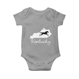 Kentucky State Map with Racing Horse Baby Onesie Bluegrass State Pride Equestrian TS02 Sport Gray Print Your Wear