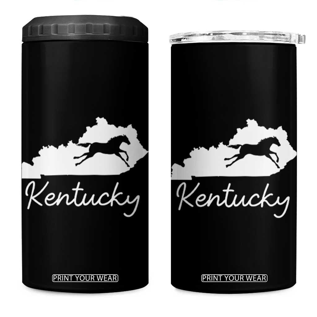 Kentucky State Map with Racing Horse 4 in 1 Can Cooler Tumbler Bluegrass State Pride Equestrian TS02 One Size: 16 oz Black Print Your Wear