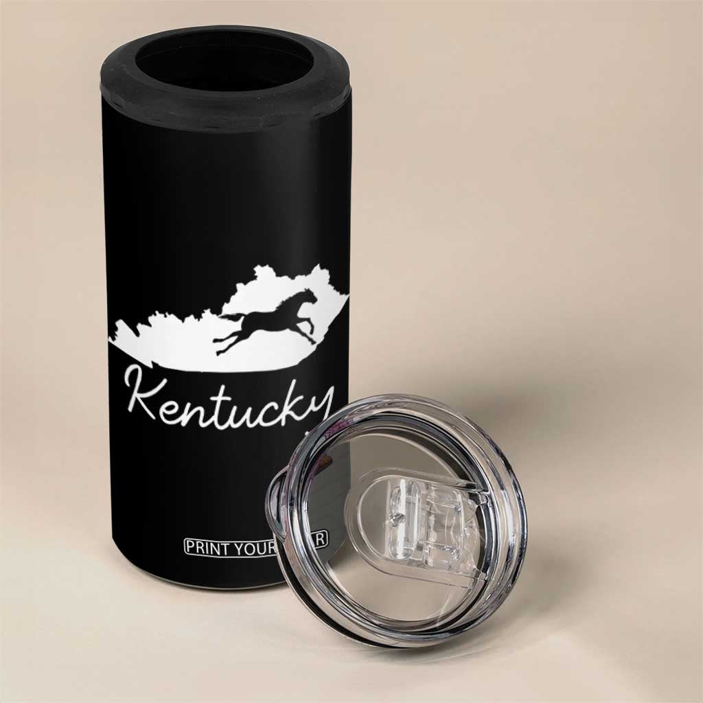 Kentucky State Map with Racing Horse 4 in 1 Can Cooler Tumbler Bluegrass State Pride Equestrian TS02 Print Your Wear