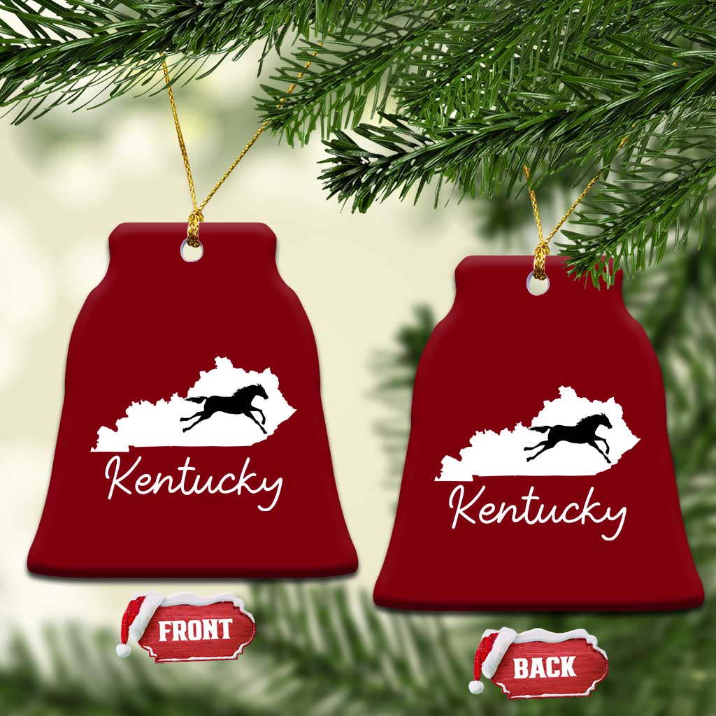 Kentucky State Map with Racing Horse Ceramic Ornament Bluegrass State Pride Equestrian TS02 Print Your Wear