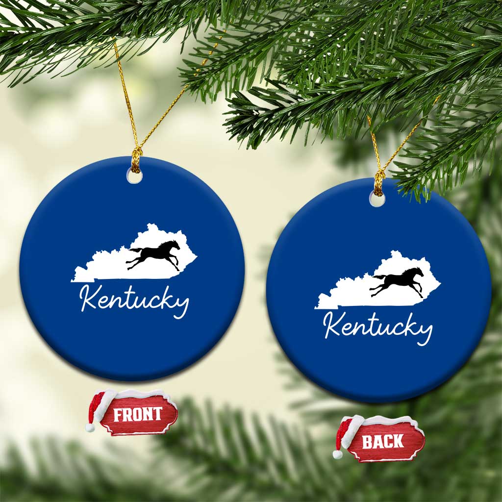 Kentucky State Map with Racing Horse Ceramic Ornament Bluegrass State Pride Equestrian TS02 1pc Blue Print Your Wear