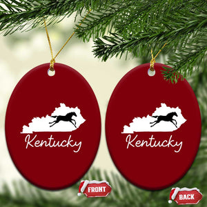 Kentucky State Map with Racing Horse Ceramic Ornament Bluegrass State Pride Equestrian TS02 Print Your Wear